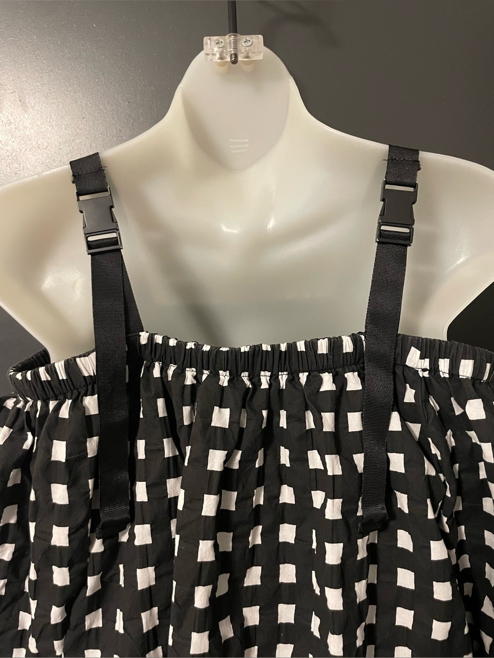 Setirom Black White Check Puff Sleeve Off Shoulder Mini Dress Small - Picture 5 of 9